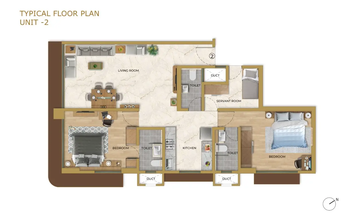 2 BHK The Auro floor plan 3