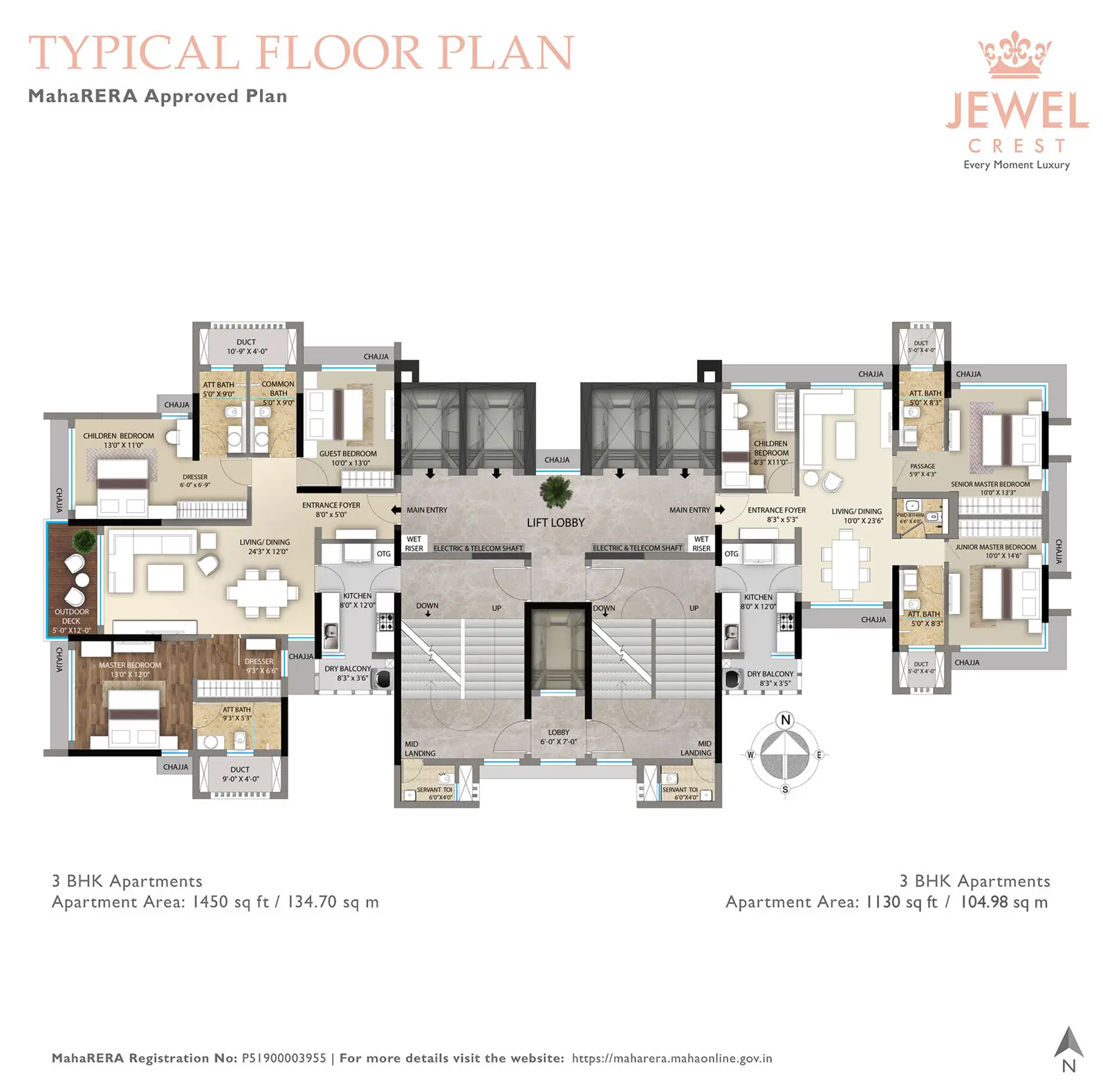 3 BHK Jewel Crest Mahim floor plan 3