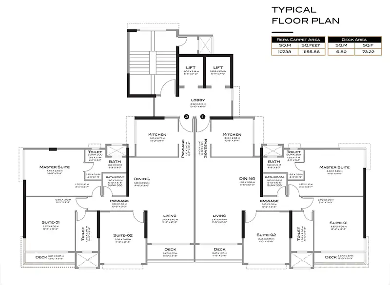 3 BHK The Odyssey floor plan 1