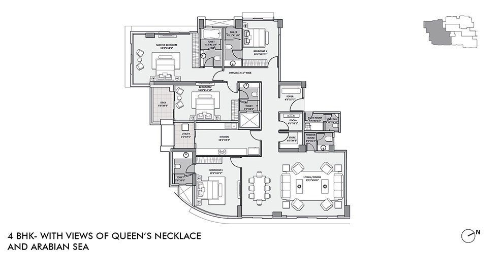 4 BHK Lodha Seamont floor plan 2