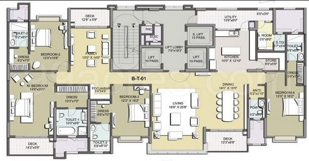 4 BHK Raheja Vivarea Mahalaxmi floor plan 1