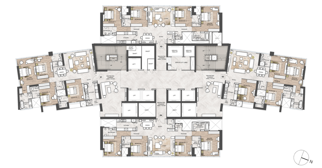 5 BHK Rustomjee Crown floor plan 1