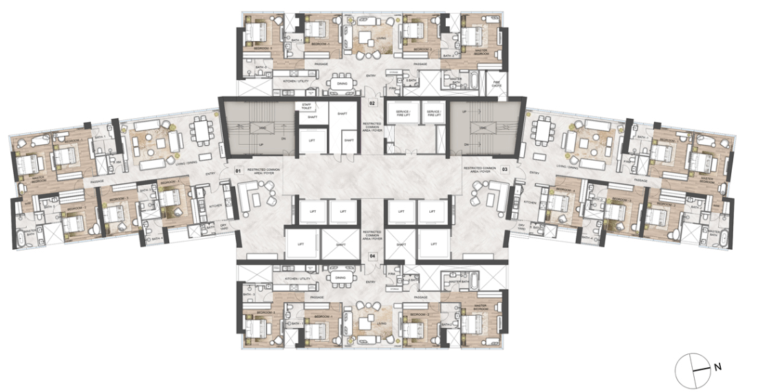 5 BHK Rustomjee Crown floor plan 3