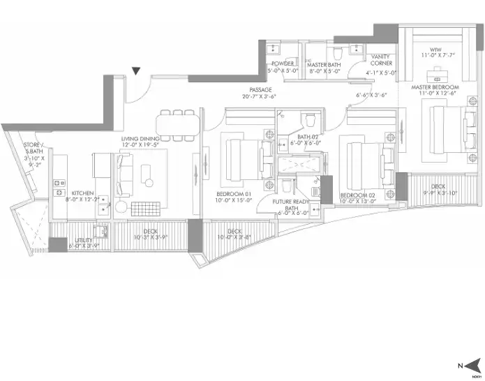 Rustomjee 180 Bayview floor plan 1