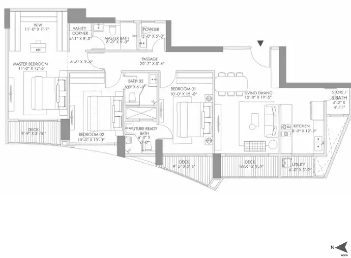 Rustomjee 180 Bayview floor plan 4