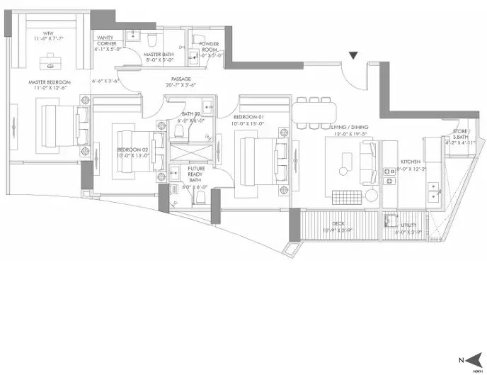 Rustomjee 180 Bayview floor plan 3