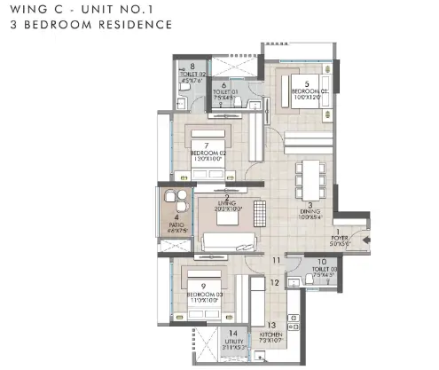 Rustomjee La Vie floor plan 3